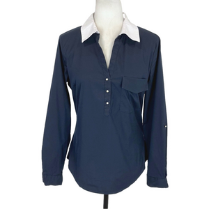 Zara navy shirt with white collar